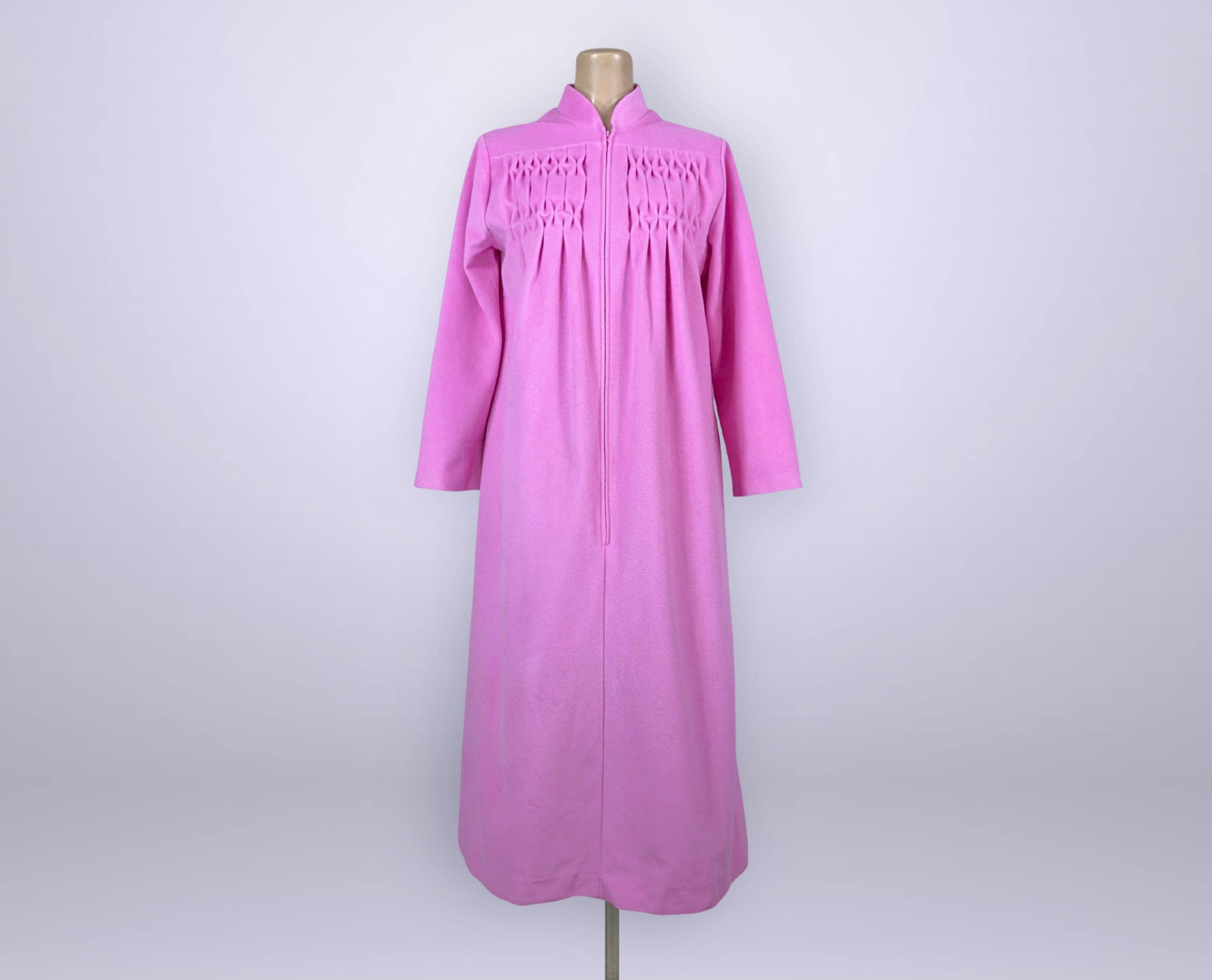 Fleece Robe Chenille Robe Zipper Front Sleepwear Robe Full Length