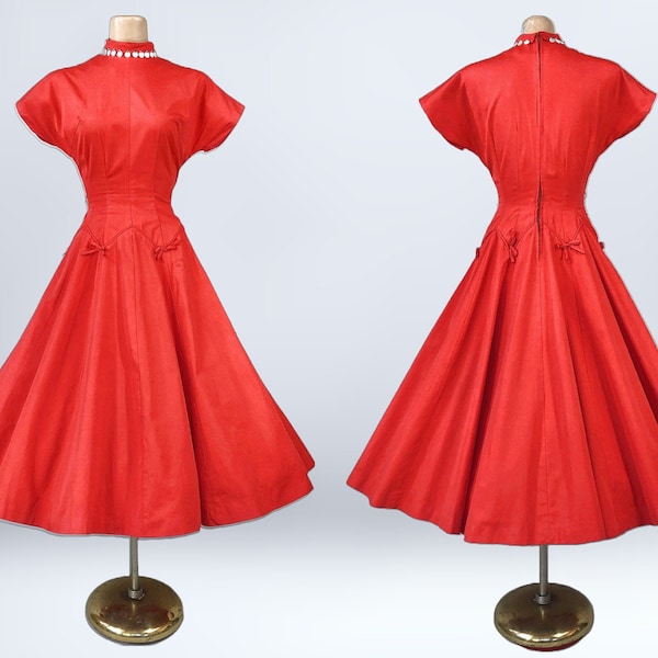 Vintage 1950s Black Gabardine New Look Dress