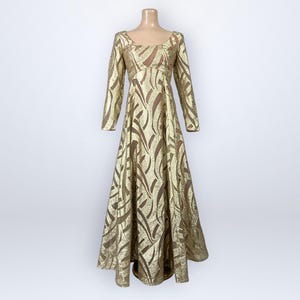green emerald velvet dress 1960s Gilded Gold Fringe Dress, Sz. M