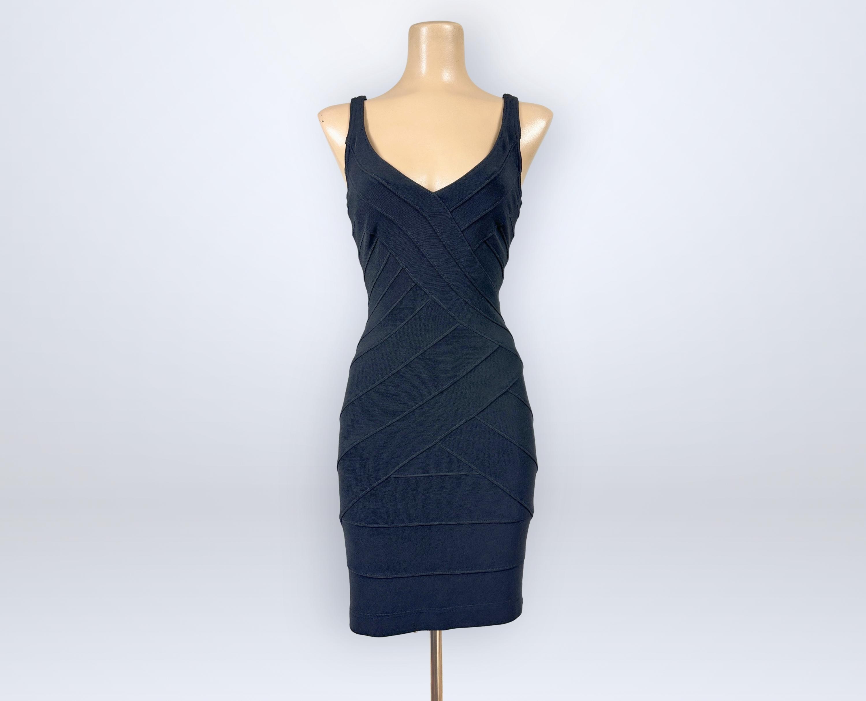 Vintage 90s Tadashi Shoji Black Bandage Bodycon Dress Size Small Made in USA VFG