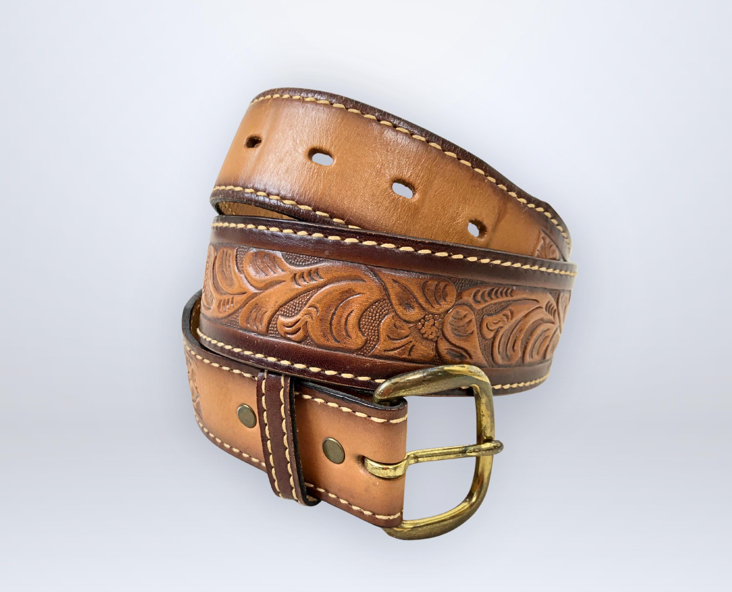 70s Mens Leather Belt - Etsy