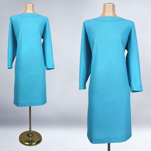 VINTAGE 60s 70s Robins Egg Blue Long Sleeve Shift Dress Sz 18/20 ...