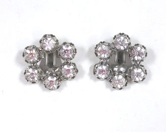 VINTAGE 50s Austrian Crystal Large Rhinestone Clip on Wreath Earrings by STAR | 1950s Retro MCM Jewelry | vfg