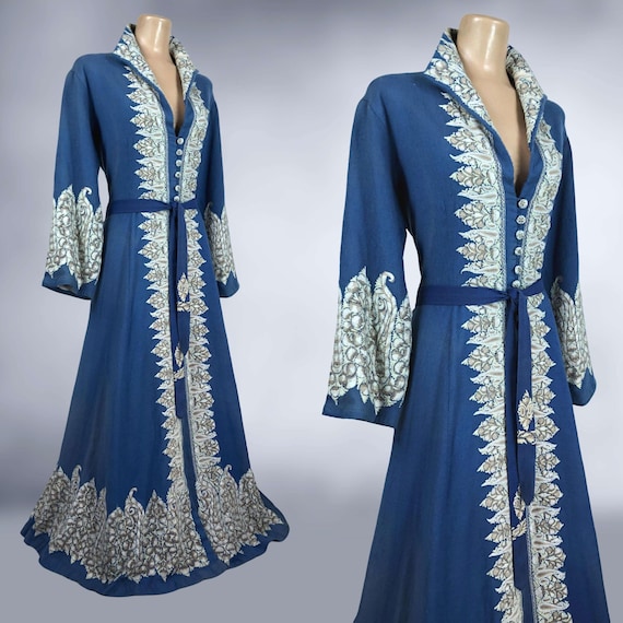 VINTAGE 30s Kashmiri Crewel Embroidered Wool Coat… - image 5