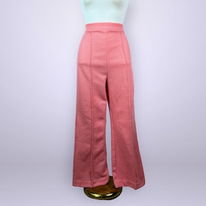VINTAGE jaren 70 rode geruite geruite uitlopende broek | Dames discobroek wijde pijpen, geplooide polyester jaren 70 | GFT