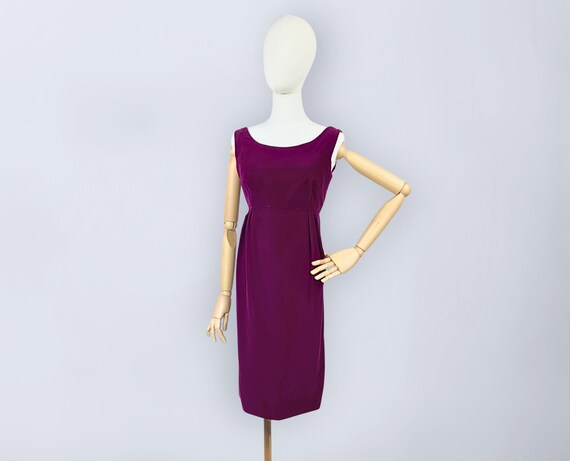 VINTAGE 60s Merlot Velvet Sheath Dress Sz 8 | 1960s Formal Cocktail Dress |  Aldens | VFG - Etsy
