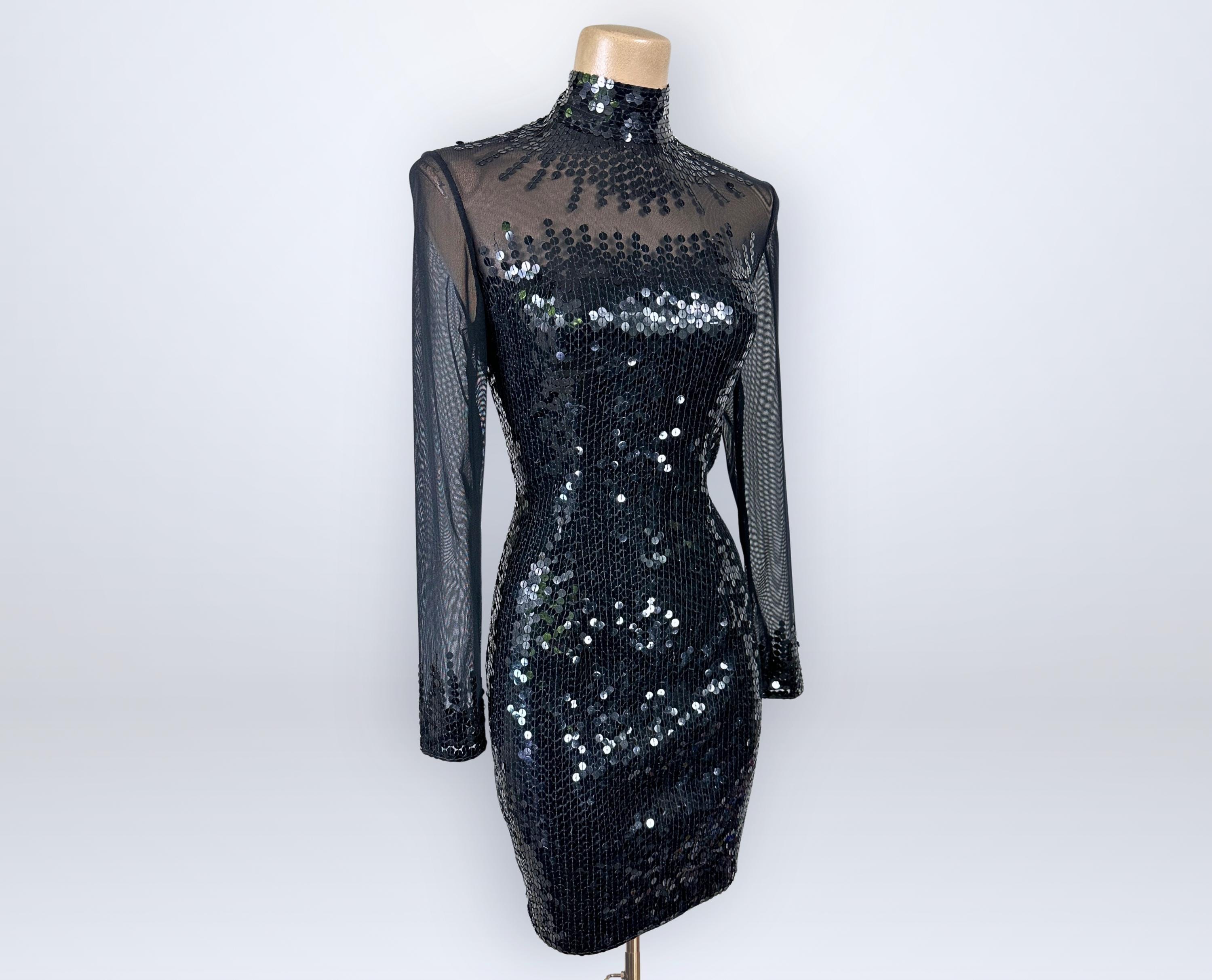 Vintage Sequin Long Sleeve Dress - Etsy Vintage Sequin Long Sleeve Dress - Etsy