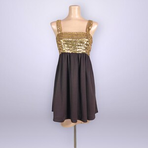 VINTAGE 60s 70s Gold Sequin Mini Babydoll Dress by Coco California Size 12 | 1960s 1970s Mod Mini Disco Dress | VFG - Etsy VINTAGE 60s 70s Gold Sequin Mini Babydoll Dress by Coco California Size 12 | 1960s 1970s Mod Mini Disco Dress | VFG - Etsy