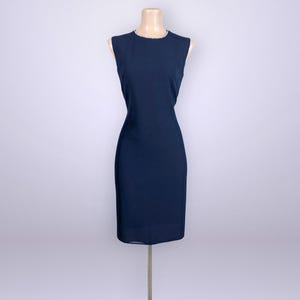 VINTAGE 90s Rhinestone Neck Sheath Dress by After Dark Sz 6 | 1990s Midnight Blue Cocktail Dress | VFG