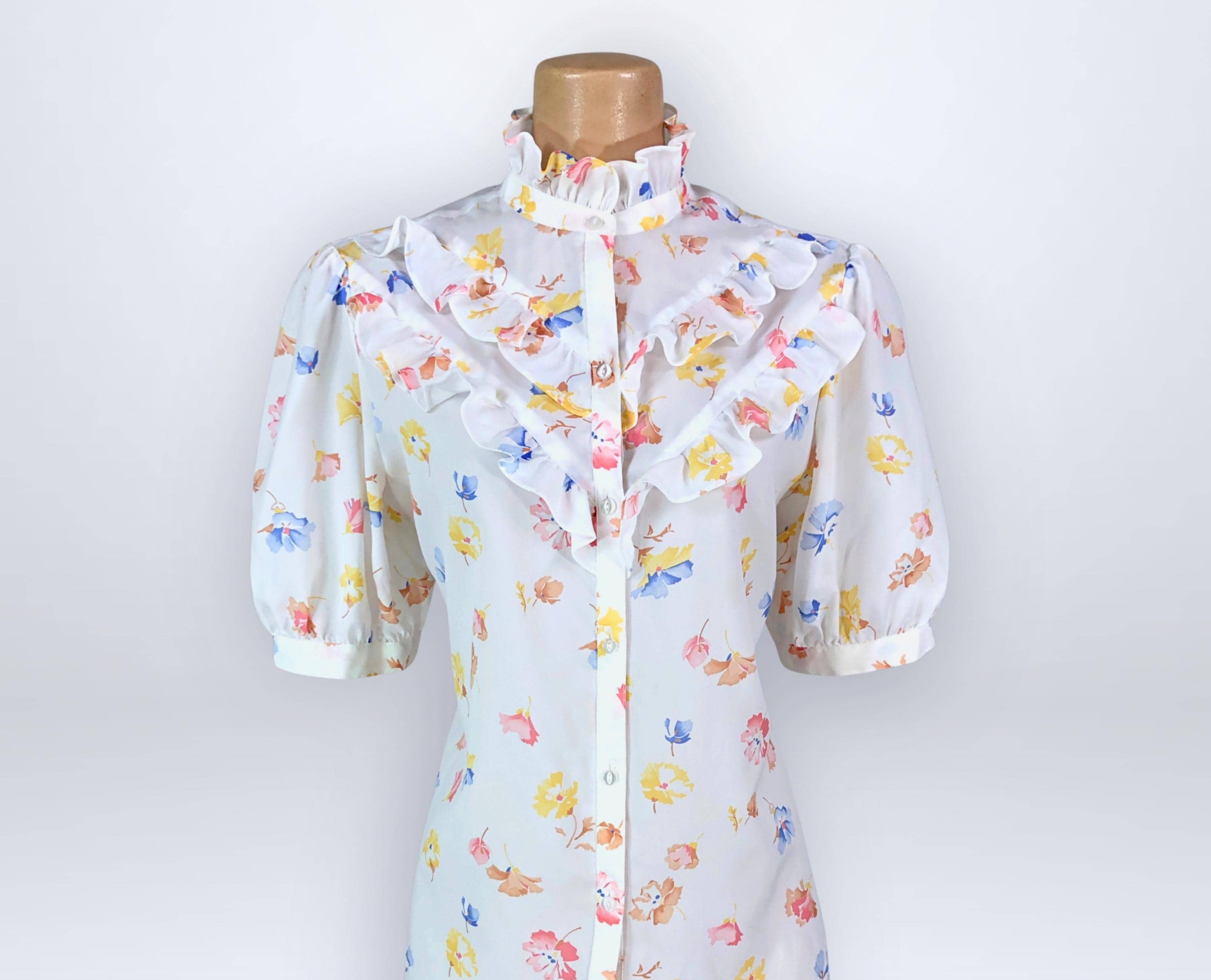 80s Ruffle Blouse - Etsy