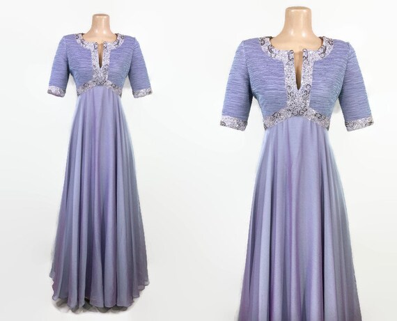 VINTAGE 1980s Victor Costa Iridescent Lavender Flo