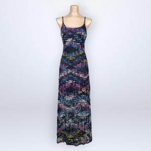 90s layered mesh dress 90s Mesh Dress / Italian Designer Double Layer Mesh Collage Print Sleeveless Dress / Made in Italy