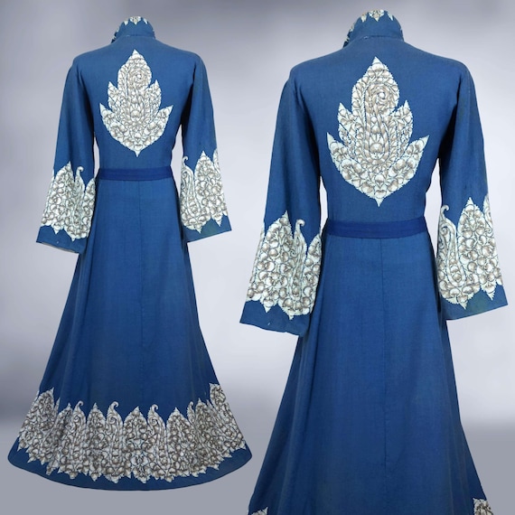 VINTAGE 30s Kashmiri Crewel Embroidered Wool Coat… - image 8