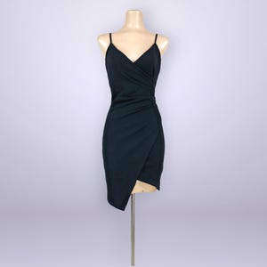 VINTAGE 90s Y2K Asymmetrical Body Con Slip Dress Medium | 1990s Form Fitting Mini Ruched Dress by Almost Famous | VFG