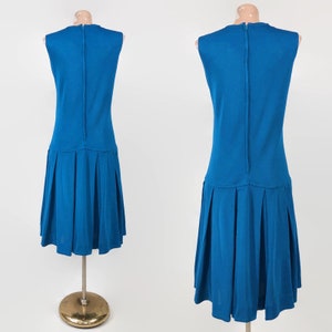 VINTAGE 60s MOD Peacock Blue Drop Waist Dress With Pleated - Etsy