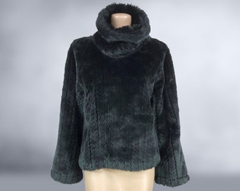 VINTAGE 80s 90s Fuzzy Minky Faux Fur Sweater by Spiegel Size M | 1980s 1990s Furry Teddy Jumper Turtleneck Sweater | VFG