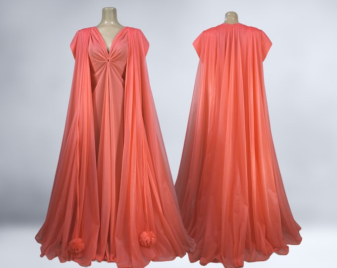 LUCIE ANN Claire Sandra peignoir set, vintage 1960s frothy blue marabou lingerie gown