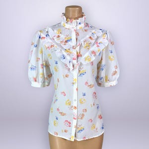 トップス vintage Blonde shirt blouse 70s 80s Womens 70s 80s Button Up Shirt Blouse Casual Rockabilly
