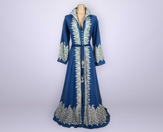 VINTAGE 30s Kashmiri Crewel Embroidered Wool Coat… - image 11