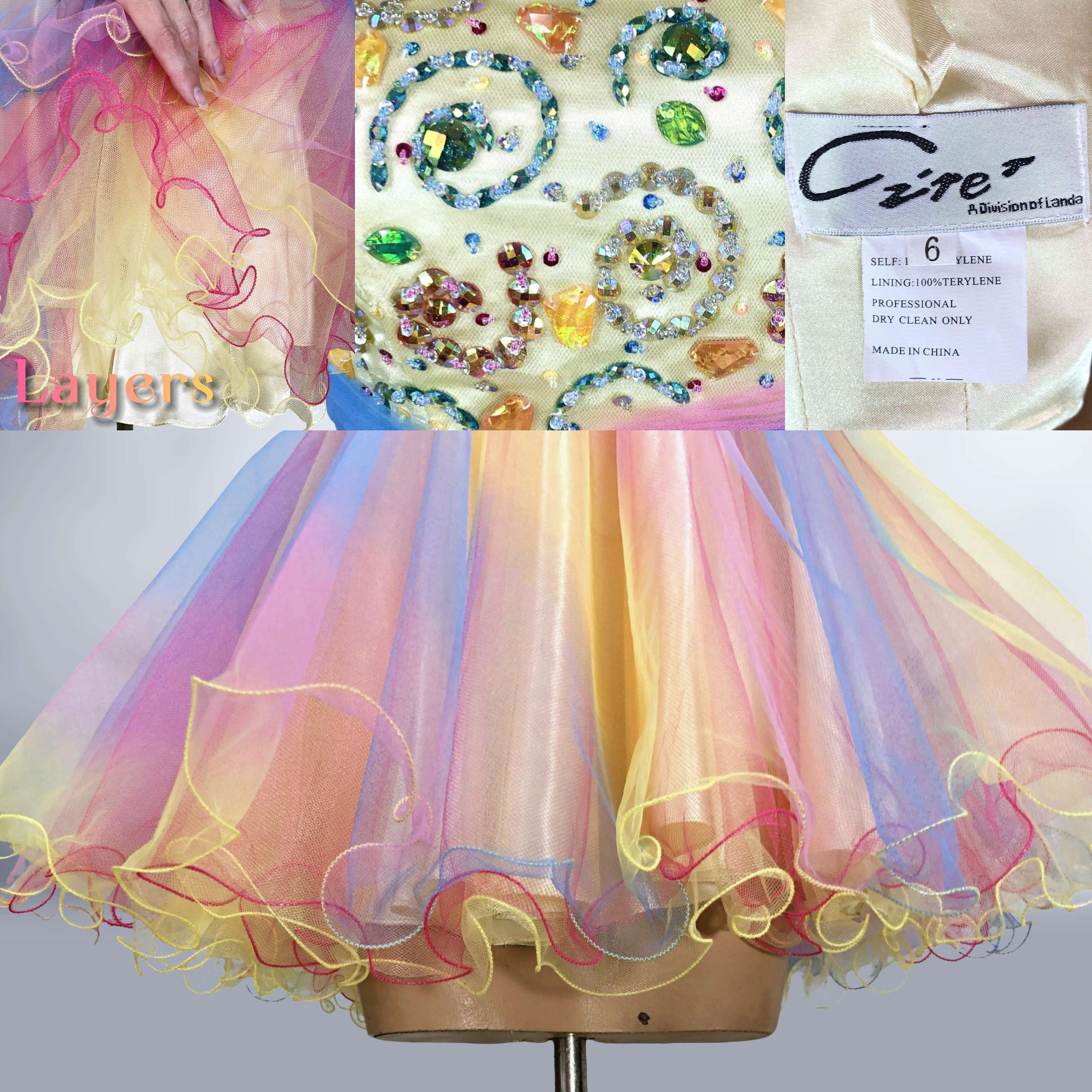 VINTAGE Y2K 00s Rainbow Candyland Tutu Party Dress by Cire