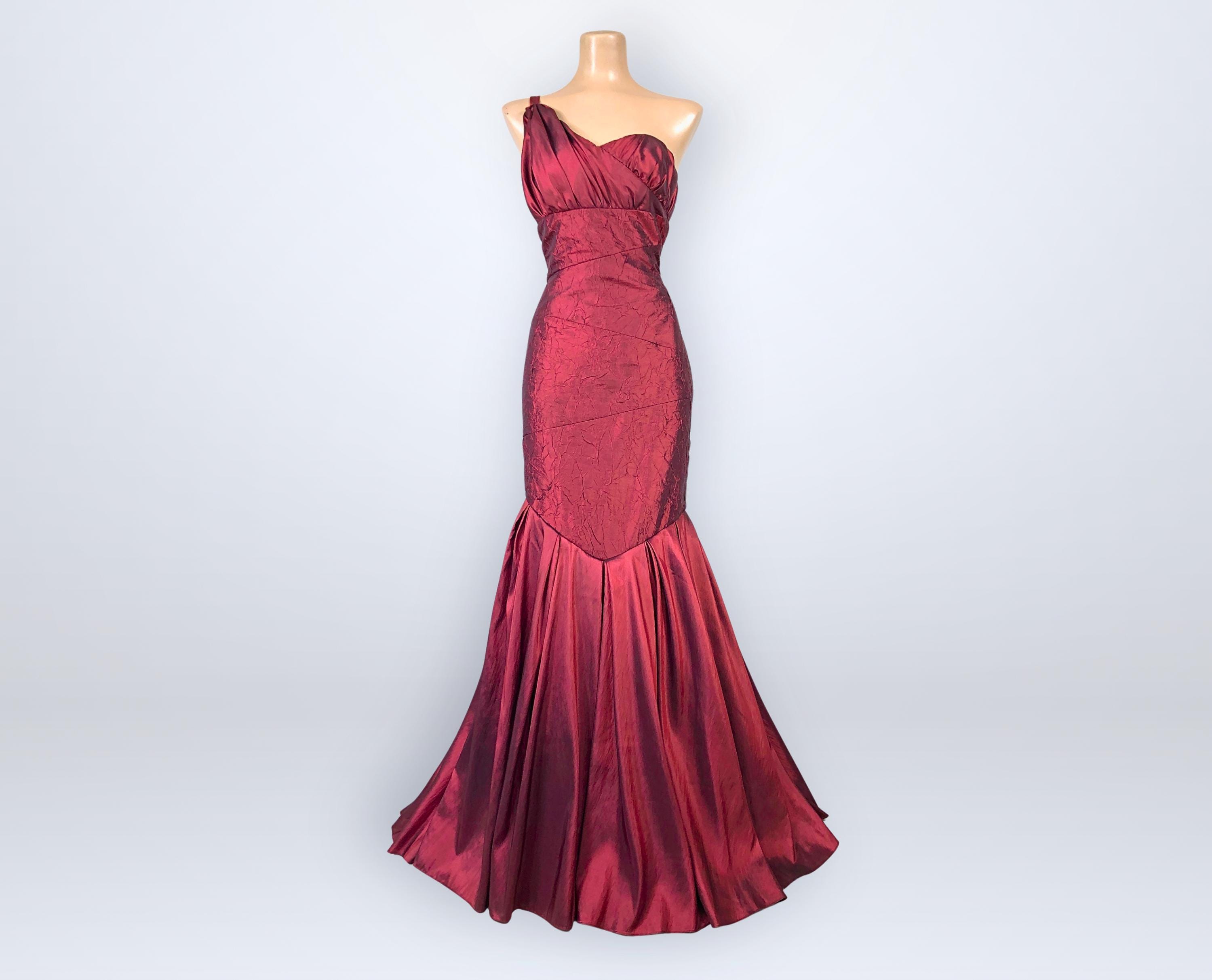 open lace back dress Red Mermaid Strapless Pleated Layered Prom Dress, MP1013