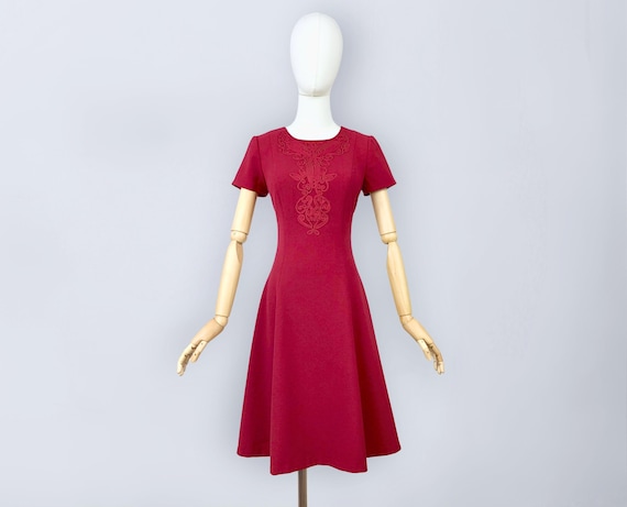 badgley mischka dress red One Shoulder Fitted Midi Dress in Red