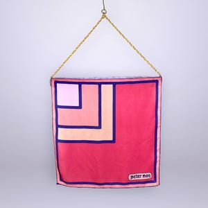 VINTAGE 60er Jahre Peter Max 100% Seide Pop Art Dreieckstuch Dreieck - Mod Dreams in Rosa und Lila | 1960er Jahre MCM Taschentuch Kopftuch | VFG
