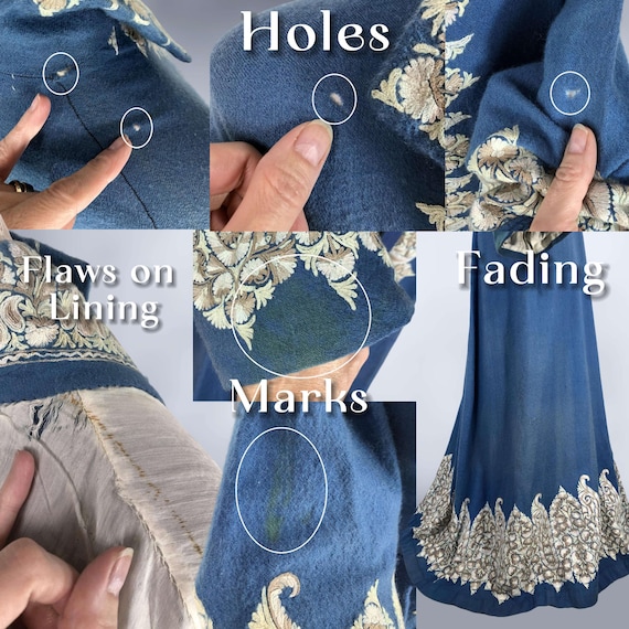 VINTAGE 30s Kashmiri Crewel Embroidered Wool Coat… - image 9