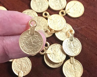 20 Mini Charms 24k Gold plated floral coins charm Turkish Jewellery making supplies findings components mdla0268C