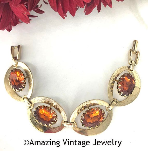 Sarah Coventry AMBER GLORY Bracelet from 1956 * Sarah Coventry Golden Bracelet * Vintage Sarah Coventry Bracelet * Unmarked Sarah Coventry