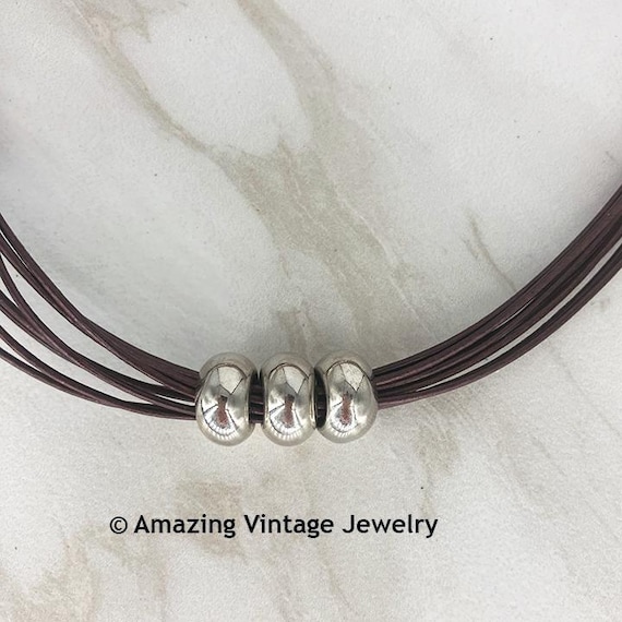 Sarah Coventry TRIO Necklace from 2004 * Vintage Sarah Coventry Necklace * Sarah Coventry Leather Necklace * Sarah Coventry Jewelry View 2