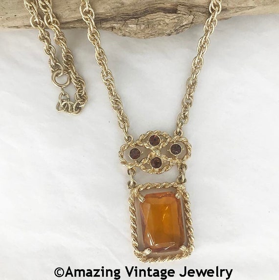 Sarah Coventry WILD HONEY Necklace from 1970 Vintage Sarah Coventry Necklace Sarah Coventry Honey Necklace Large Rhinestone Necklace