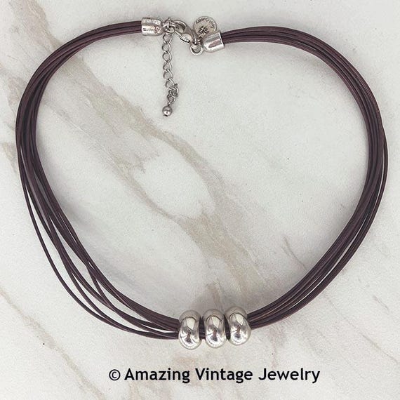 Sarah Coventry TRIO Necklace from 2004 * Vintage Sarah Coventry Necklace * Sarah Coventry Leather Necklace * Sarah Coventry Jewelry