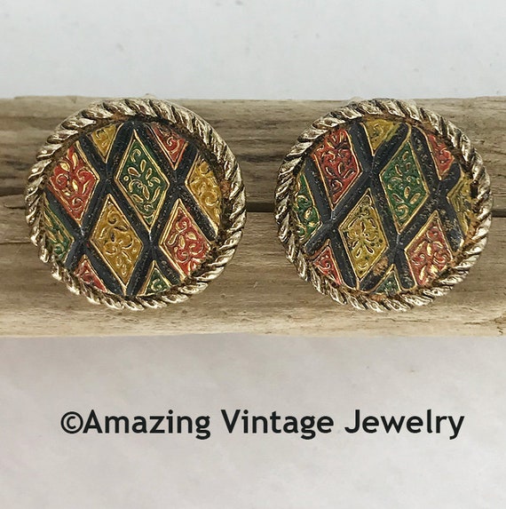 Sarah Coventry MOSAIC Earrings from 1972 * Vintag… - image 1