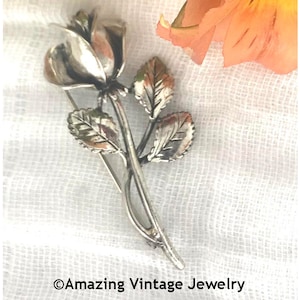 Sarah Coventry FLOWER of the MONTH Pin from 1968, Vintage Sarah Coventry Flower Pin, Silver Rose Pin,  June Flower Pin