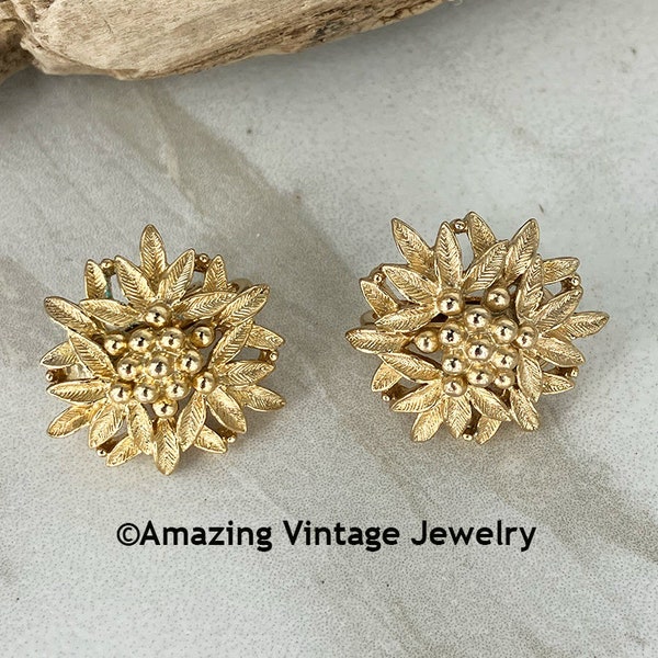 Sarah Coventry GOLDENROD Earrings from 1976 * Vintage Sarah Coventry Earrings * Sarah Coventry Gold Flower Earrings  * Gold Clip Earrings