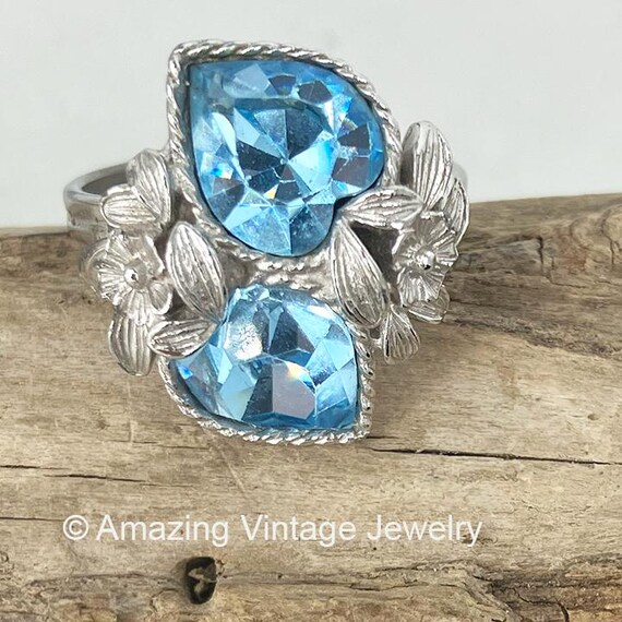 Sarah Coventry LOVE STORY Ring * Sarah Coventry Birthstone Ring * Love Story March * Sarah Coventry Blue Hearts Ring March Birthstone Ring