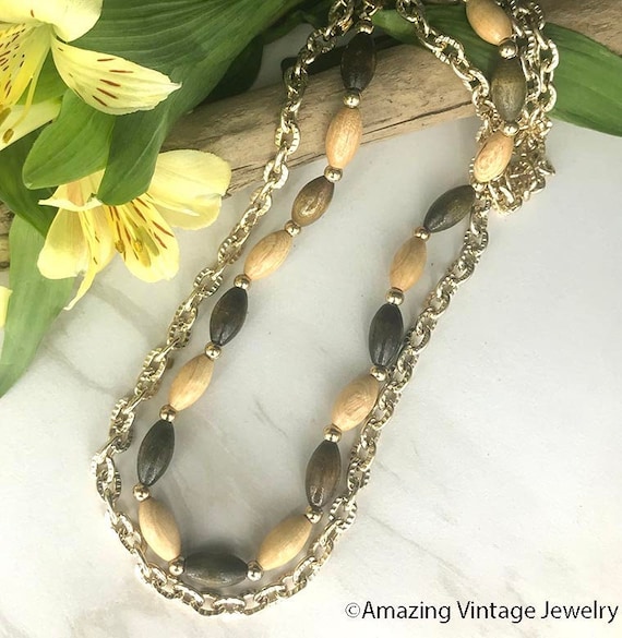 Sarah Coventry GOLDENWOOD Necklace Set from 1977 * Vintage Sarah Coventry Necklace * Sarah Coventry Wood Necklace * Sarah Coventry Set