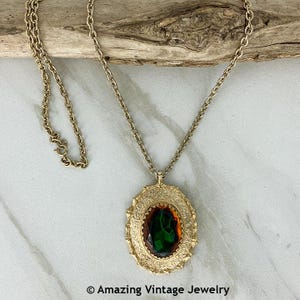 Sarah Coventry HIDDEN FIRE Necklace from 1971 * Vintage Watermelon Stone Necklace * Vintage Sarah Coventry Necklace  Sarah Coventry Scotland