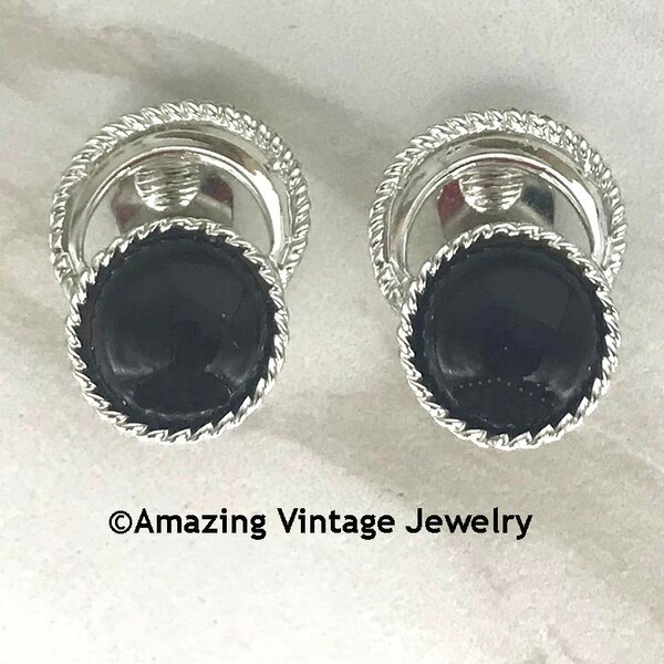 Sarah Coventry BOLD AND BEAUTIFUL Earrings from 1959 * Sarah Coventry Black and Silver Earrings * Vintage Silver and Black Earrings