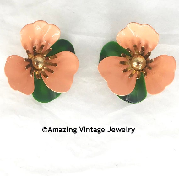 Sarah Coventry TAHITIAN FLOWER Earrings from 1969… - image 1