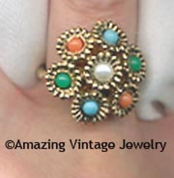Sarah Coventry ANTIQUE BOUQUET Ring from 1972 * S… - image 2