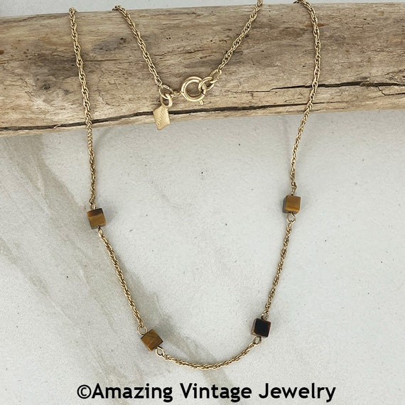 Sarah Coventry GENUINE TIGER EYE Necklace from 19… - image 3