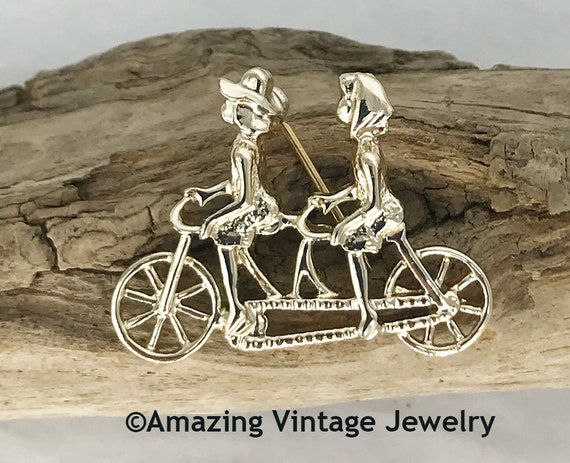 Sarah Coventry BICYCLE FOR 2 Pin * Gold Bicycle P… - image 1