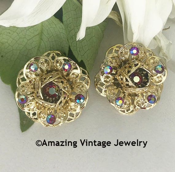 Sarah Coventry FASHION FLOWER Earrings * Vintage … - image 1