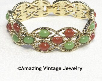 Sarah Coventry ACAPULCO Bracelet from 1969 * Vintage Sarah Coventry Bracelet * Sarah Coventry Red and Green Bracelet * Green and Red