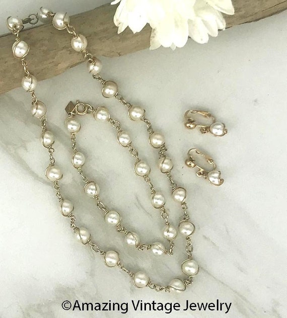 Sarah Coventry PEARL SWIRL Necklace Bracelet Earrings SET Etsy