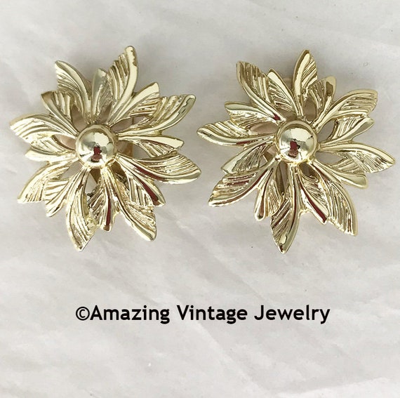 Sarah Coventry SUN FLOWER Earrings from 1966 * Go… - image 1