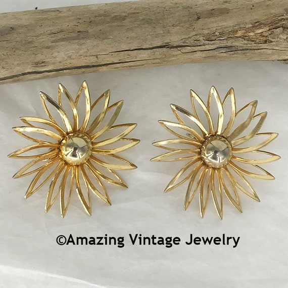 Sarah Coventry SAUCY Earrings from 1961 * Gold Fl… - image 1