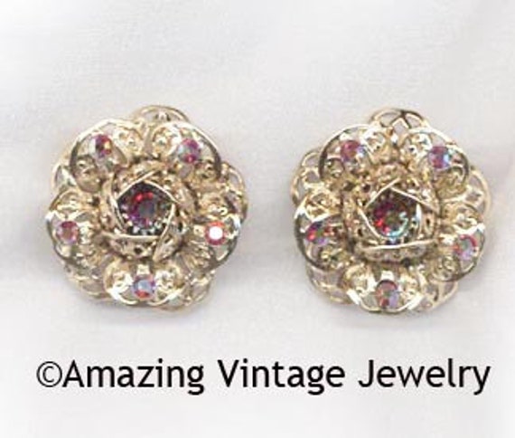 Sarah Coventry FASHION FLOWER Earrings * Vintage … - image 2